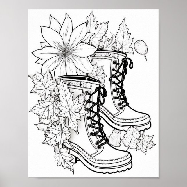 Fall/Autumn Adult Colouring Poster (Front)