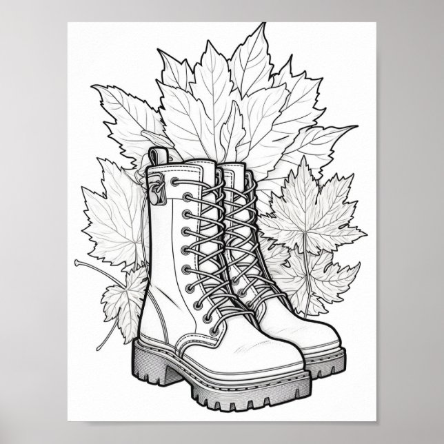 Fall/Autumn Adult Colouring Poster (Front)