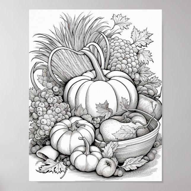 Fall/Autumn Adult Colouring Poster (Front)