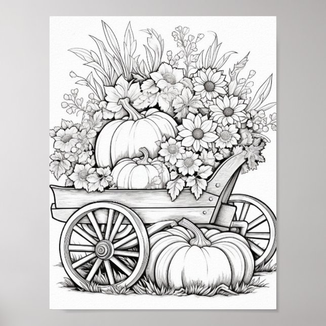 Fall/Autumn Adult Colouring Poster (Front)