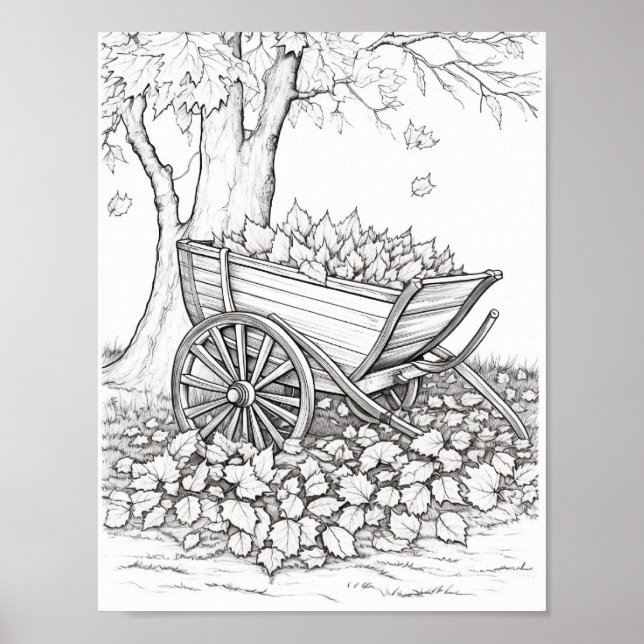 Fall/Autumn Adult Colouring Poster (Front)