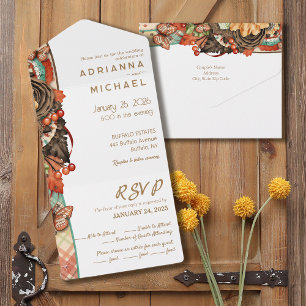 Fall Autumn All in One Wedding Invitation