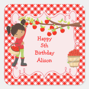 Fall Autumn Apple Picking African American Square Sticker