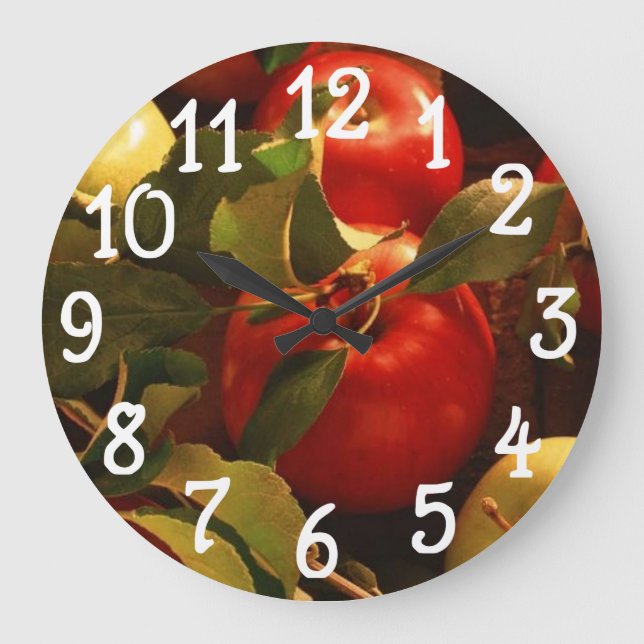 Fall Autumn Apples Design Kitchen Wall Clock (Front)