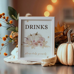 Fall Autumn Baby Shower Drinks Sign