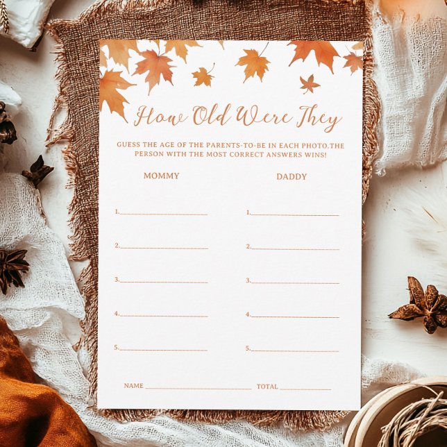 Fall Autumn Baby Shower Guess The Age Game Card (Creator Uploaded)