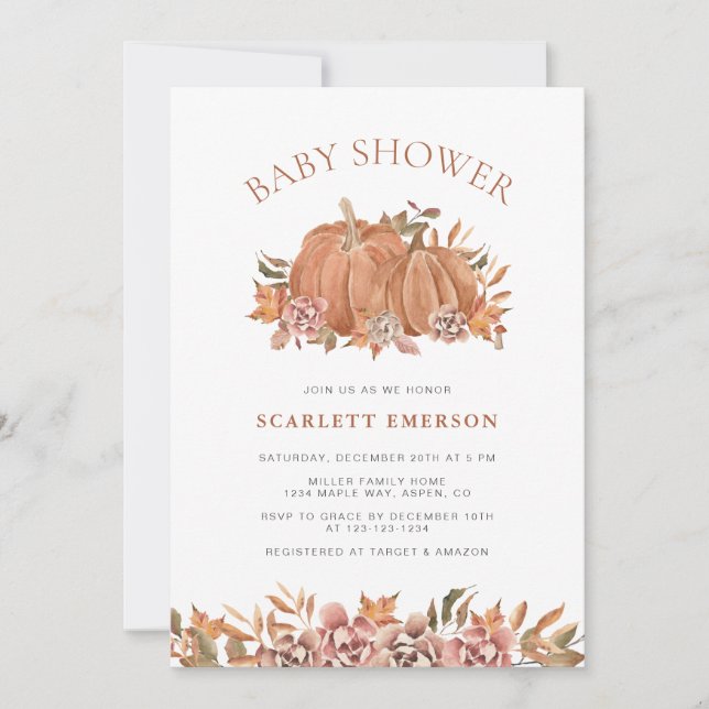 Fall Autumn Baby Shower Invitation (Front)
