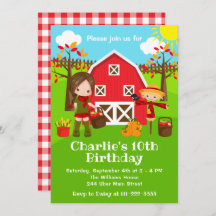 Fall Autumn Barnyard Birthday Brown Hair Girl