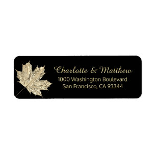 Fall Autumn Black Gold Leaf Wedding Return Address