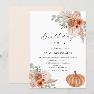 Fall Autumn Boho Woman Birthday Invitation