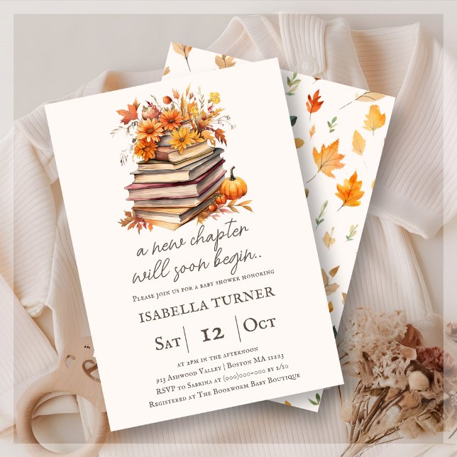 Fall Autumn Book Theme Baby Shower Invitation (Creator Uploaded)