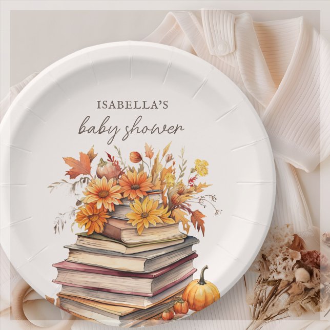 Fall Autumn Book Themed | Baby Shower  Paper Plate (Creator Uploaded)