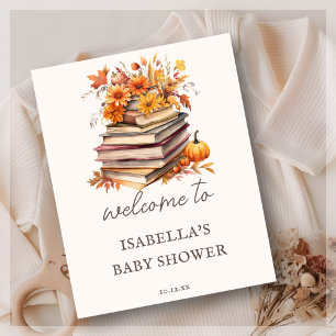 Fall Autumn Book Themed Baby Shower Welcome Sign
