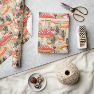 Fall Autumn Botanical Mushroom Goblincore  Wrapping Paper