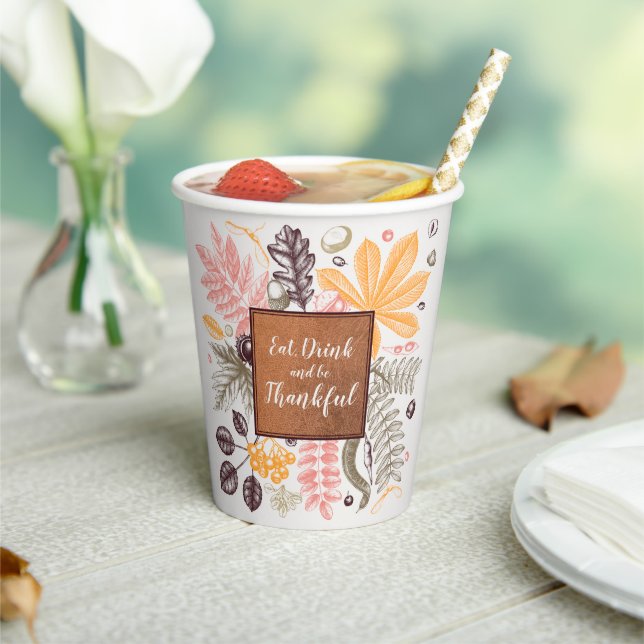 Fall Autumn Botanicals Paper Cups (Insitu)