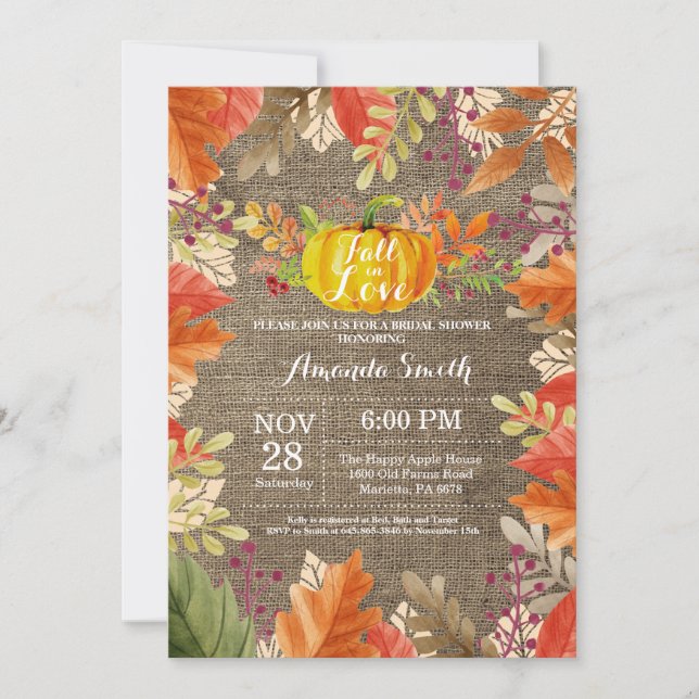 Fall Autumn Bridal Shower Invitation (Front)