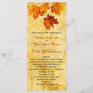 fall autumn brown leaves wedding program programme