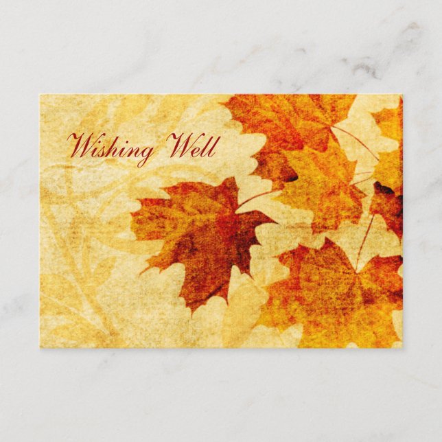 fall autumn brown leaves wishing well cards (Front)