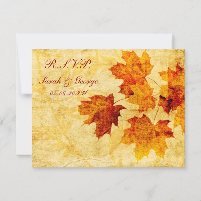 fall autumn brown wedding rsvp cards (Front)
