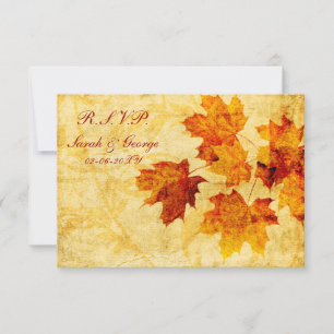 fall autumn brown wedding rsvp standard 3.5 x 5 card