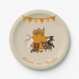 Fall Autumn Chihuahua Thanksgiving Paper Plates