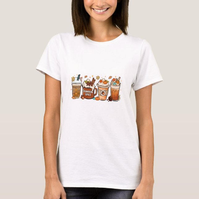 Fall Autumn Coffee Pumpkin Spice T-Shirt (Front)
