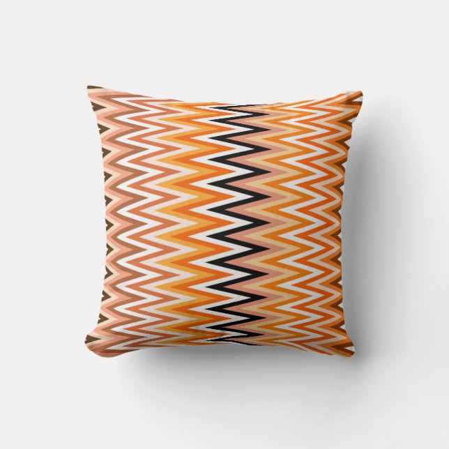 Fall Autumn Colour Chevron Pattern Cushion (Front)