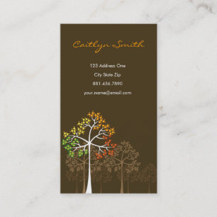 Fall Autumn Colourful Dotted Trees Modern Nature Business Card