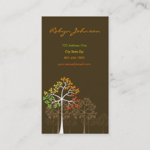 Fall Autumn Colourful Dotted Trees Modern Nature Business Card