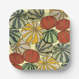 Fall Autumn Colourful Pumpkins Party Paper Plate
