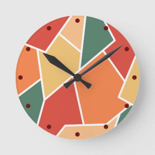 Fall Autumn Colours Geometric Wall Art Home Decor Round Clock