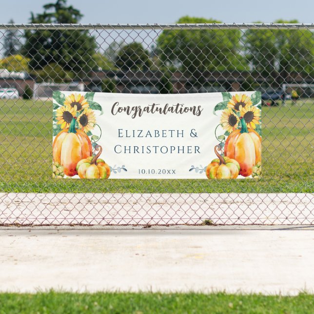 Fall Autumn Congratulations Wedding Reception Banner (Insitu)