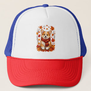 Fall Autumn Corgi Dog Cosy Trucker Hat