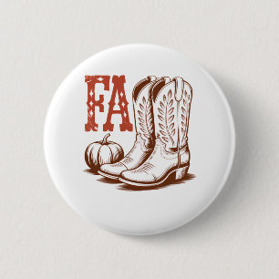 Fall Autumn Cowgirl Pumpkin 6 Cm Round Badge