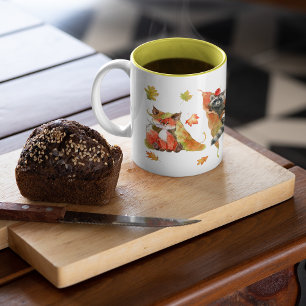 Fall Autumn Cute Animals Clipart Two-Tone Coffee Mug