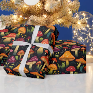 Fall Autumn Dark Botanical Mushroom Goblincore Wrapping Paper