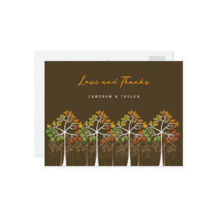 Fall Autumn Dots Trees Modern Photo Love & Thanks Postcard