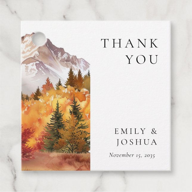 Fall Autumn Elegant Wedding Favour Tags (Front)