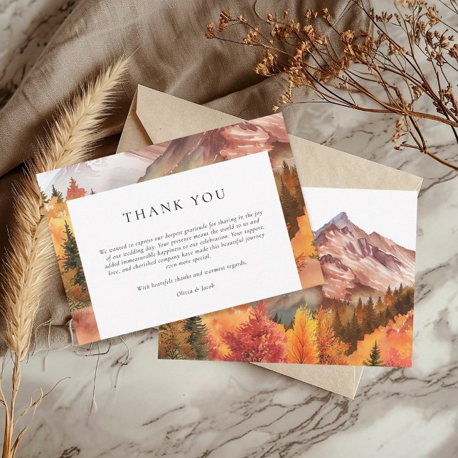 Fall Autumn Elegant Wedding Thank You Card (Creator Uploaded)