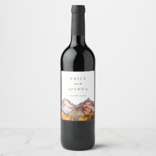 Fall Autumn Elegant Wedding Wine Label