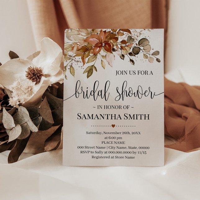 Fall Autumn Eucalyptus Bridal Shower Wedding Invitation (Creator Uploaded)