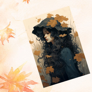 Fall Autumn Falling Maple Leaves Lovely Girl  Tissue Paper