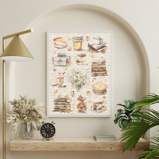 Fall Autumn Favourites Essentials Aesthetic Poster (In situ)