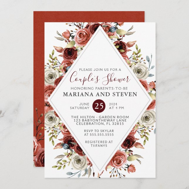 Fall Autumn Floral Baby Shower Invitation (Front/Back)