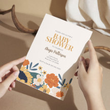 Fall Autumn Floral Boho Baby Shower Invitation