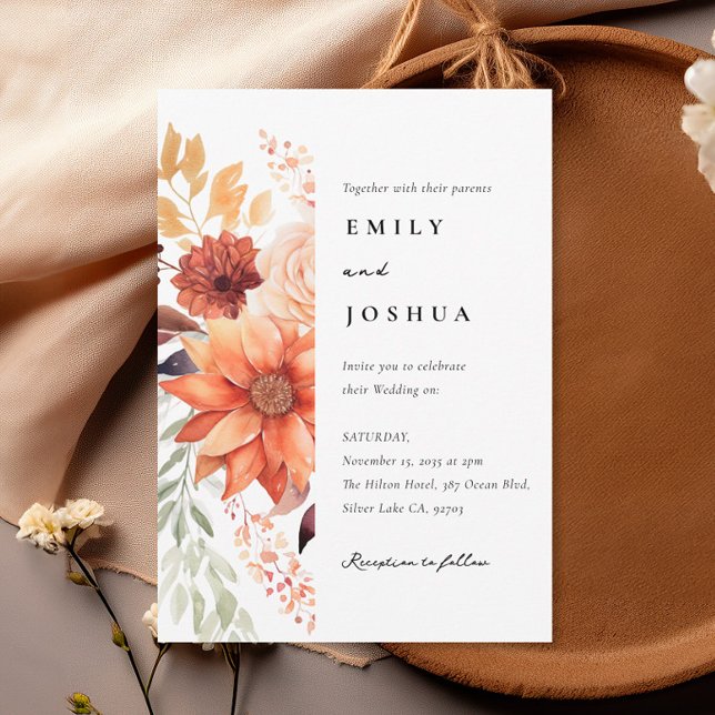 Fall Autumn Floral Boho Wedding Invitation (Creator Uploaded)