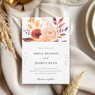 Fall Autumn Floral Boho Wedding Invitation