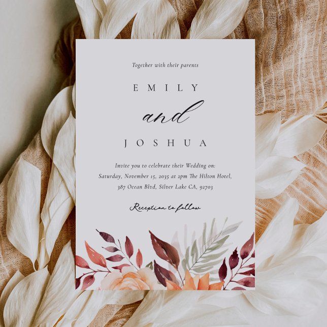 Fall Autumn Floral Boho Wedding Invitation (Creator Uploaded)