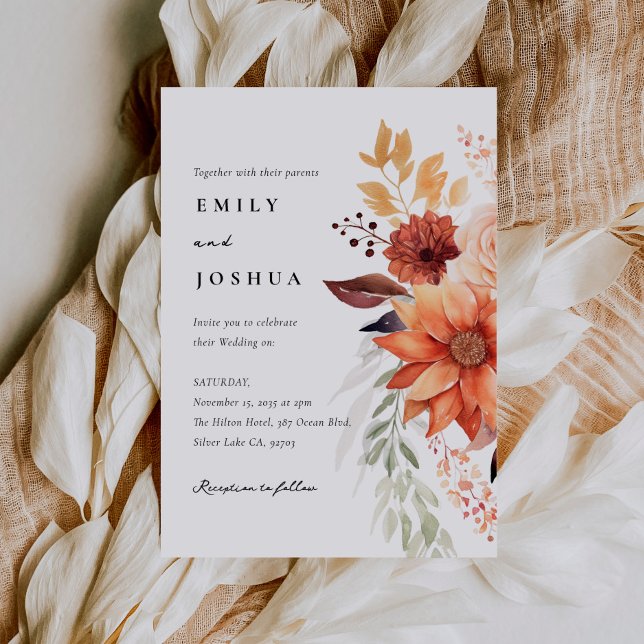 Fall Autumn Floral Boho Wedding Invitation (Creator Uploaded)