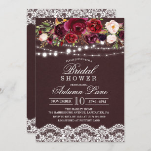 Fall Autumn Floral Bridal Shower Invitation